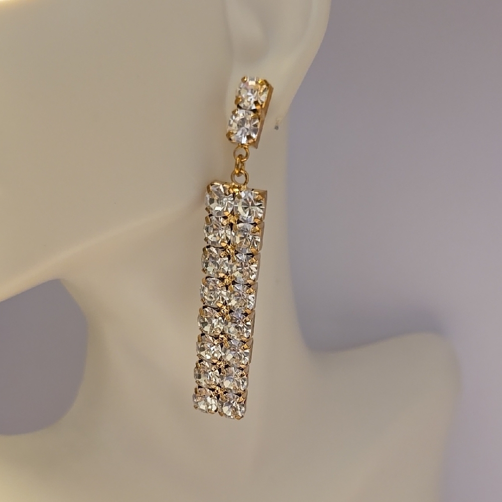 Elegant Gold and Silver Crystal Drop Earrings
